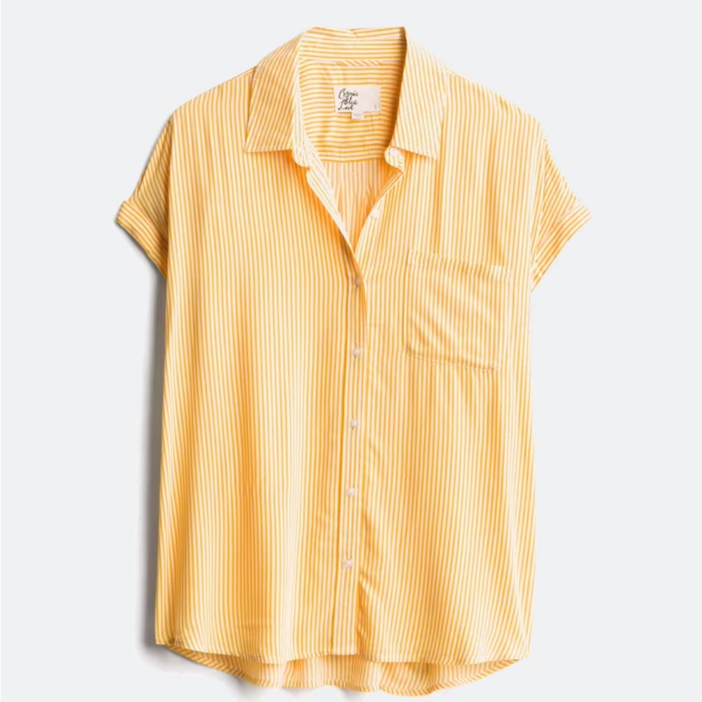 Cosmic blue love Ava button down blouse